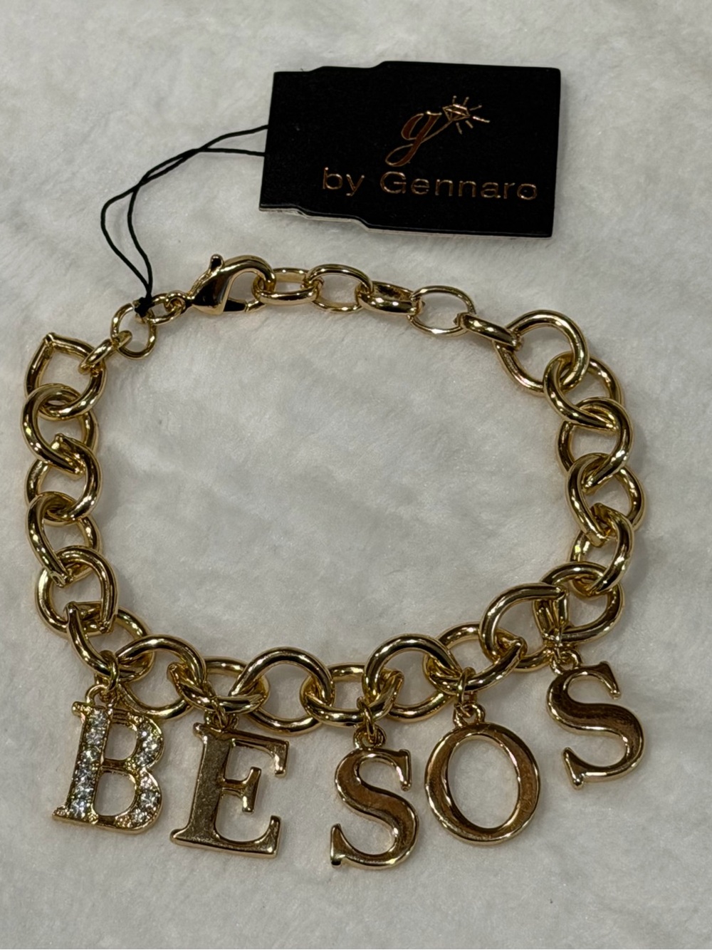 by Gennaro Gold-Tone 'BESOS' Letter Charm Chain Bracelet